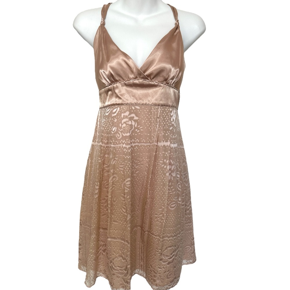 Vintage y2k GUESS Silk rose Champagne mini Dress